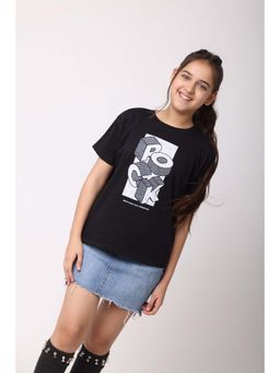 Wakai - Girls Graphic Printed Round Neck T-Shirt