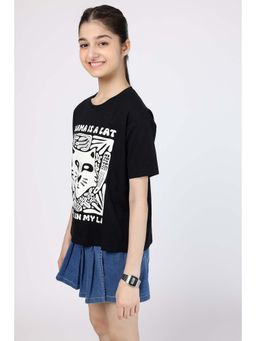 Wakai - Girls Graphic Printed Round Neck T-Shirt