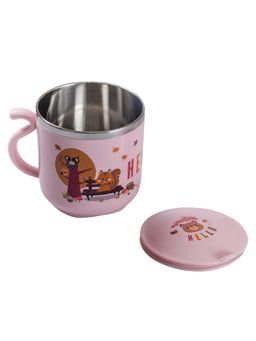 Baby Moo - Stainless Steel Water Cup with Lid Bear - Pink