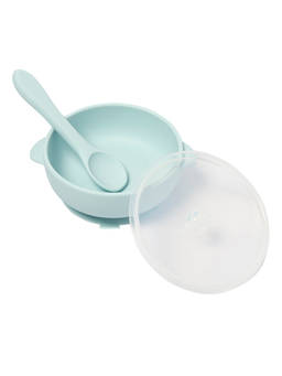 Baby Moo - Mint Green Silicon Bowl with Lid and Spoon Set