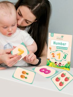 Baby Moo - Numbers 1 To 10 Flash Cards - Green, Peach