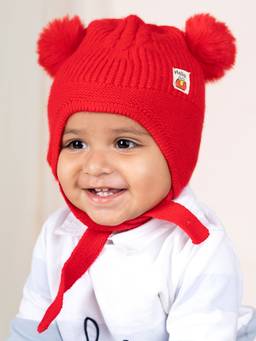Baby Moo - Red Infant To Toddler Winter Beanie Woollen Cap