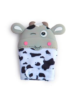 Baby Moo - Winking Cow Grey Teething Mitten