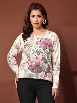 Mafadeny - Floral Printed Full Sleeves Pullover