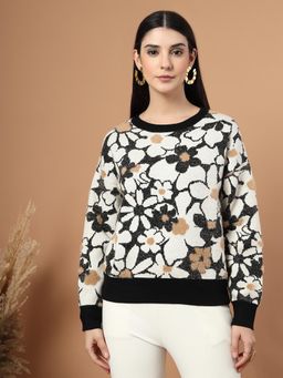 Mafadeny - Women Floral Printed Round Neck Pullover