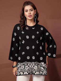 Mafadeny - Monochrome Printed Full Sleeves Pullover