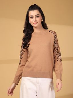 Mafadeny - Embroidered Sleeve Knitted Top