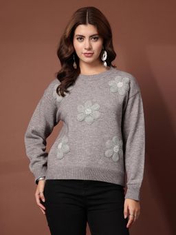 Mafadeny - 3D Floral Embroidered Pullover