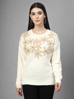 Mafadeny - Cream Embroidered Pullover