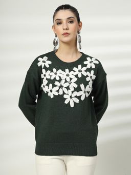 Mafadeny - Green Embroidered Pullover