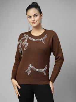 Mafadeny - Brown Embroidered Pullover