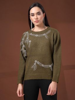 Mafadeny - Green Embroidered Pullover