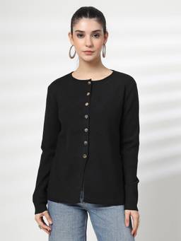Mafadeny - Black Solid Cardigan