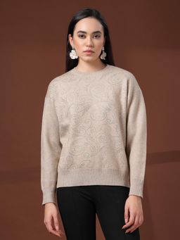 Mafadeny - Beige Self Designed Pullover