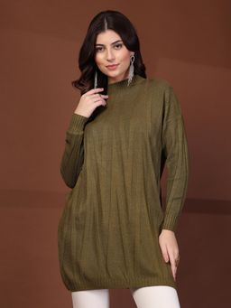 Mafadeny - High Neck Self Designed Longline Pullover (2XL)