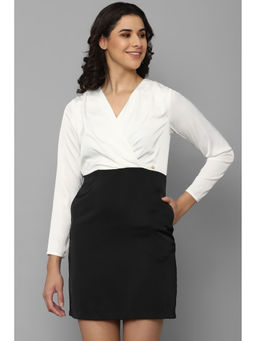 Allen Solly - Women White And Black Colorblock Casual Dress