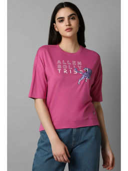 Allen Solly - Women Pink Graphic Print Casual T-shirt
