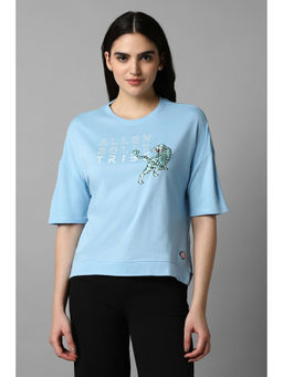 Allen Solly - Women Blue Graphic Print Casual T-shirt