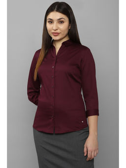 Allen Solly - Women Wine Solid Three Fourth Sleeves Shirt