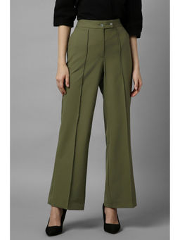Allen Solly - Women Olive Regular Fit Solid Casual Trousers
