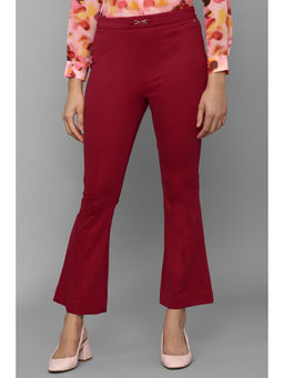 Allen Solly - Women Maroon Regular Fit Solid Casual Trousers