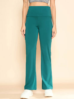 COLOR CAPITAL - Women Teal Flared Panel Tights