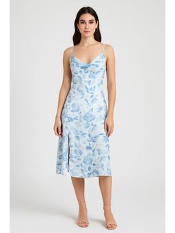 Cider - Cowl Neck Butterfly & Floral Midi Dress