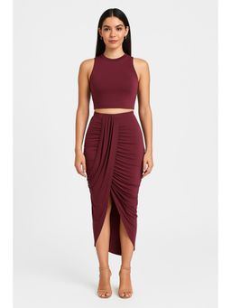 Cider - Jersey Crop Tank Top & Ruched Maxi Skirt (Set of 2)