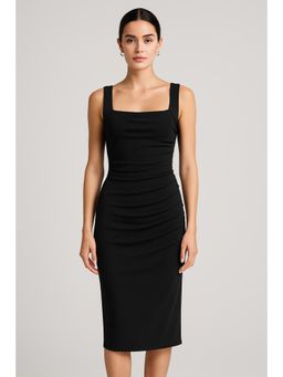 Cider - Square Neck Ruched Sleeveless Midi Dress
