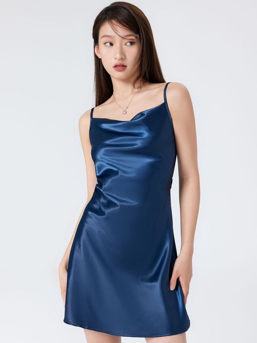 knee length dresses for ladies Ivory Satin Cowl Neck Mini Dress main image 1
