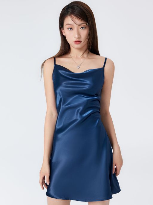 cider blue silk dress Dark Blue Crystal Slip Dress  Studio Alashanghai Silk