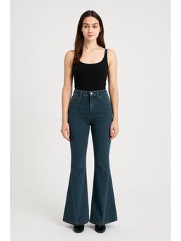 Cider - Denim High Waist Button Flared Jeans
