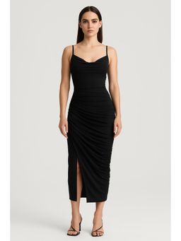 Cider - Knit Ruched Split Midi Dress