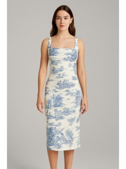 Cider - Toile De Jouy Ruched Split Maxi Dress
