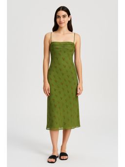 Cider - Mesh Floral Ruched Midi Dress