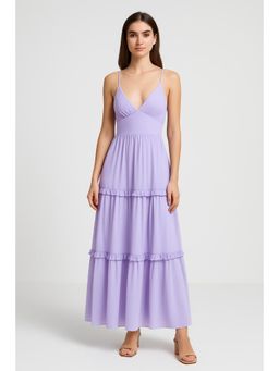 Cider - Lilac Ruffle Hem Maxi Dress
