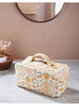 Fabindia - Yellow Printed Cotton Toiletry Bag