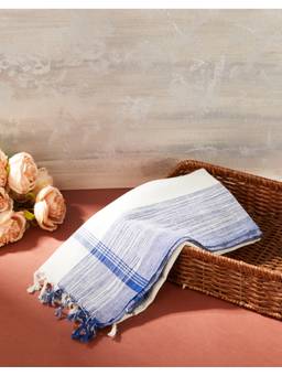Fabindia - Blue Woven Cotton Bath Towel