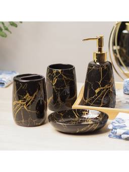 Voncasa - Black Stone Finish Ceramic Bathroom Accessories