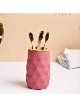 Voncasa - Pink Glossy Plastic Toothbrush Holder