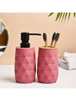 Voncasa - Pink Plastic Bathroom Accessories (Pack of 2)