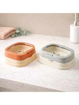 Voncasa - Multicolor Plastic Oval Soap Dishes (Pack of 2)