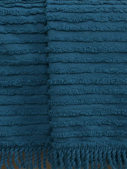 Saral Home - Stripe Barkha Washable Cotton Sofa Cover Throw Blue