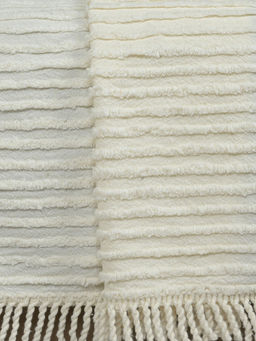 Saral Home - Stripe Barkha Washable Cotton Sofa Cover Throw Ivory