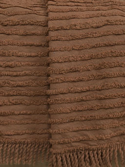 Saral Home - Stripe Barkha Washable Cotton Sofa Cover Throw Brown