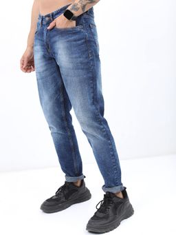 HIGHLANDER - Men Blue Solid Mid-Rise Clean Look Stretchable Cropped Jeans