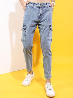 HIGHLANDER - Men Blue Mildly Distressed Heavy Fade Stretchable Jeans