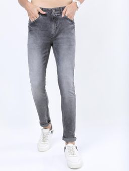HIGHLANDER - Men Grey Skinny Fit Heavy Fade Stretchable Jeans