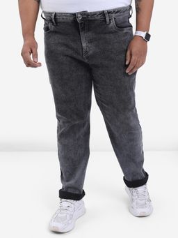 HIGHLANDER - Men Plus Size Grey Solid Heavy Fade Stretchable Jeans