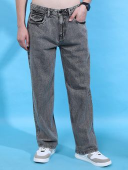 HIGHLANDER - Men Grey Straight Fit Mid-Rise Clean Look Jeans